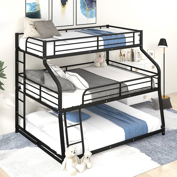 New Design Single Double Triple Queen King Size Good Quality Heavy Duty Steel Metal Loft Bed Adult  Bunk Bed