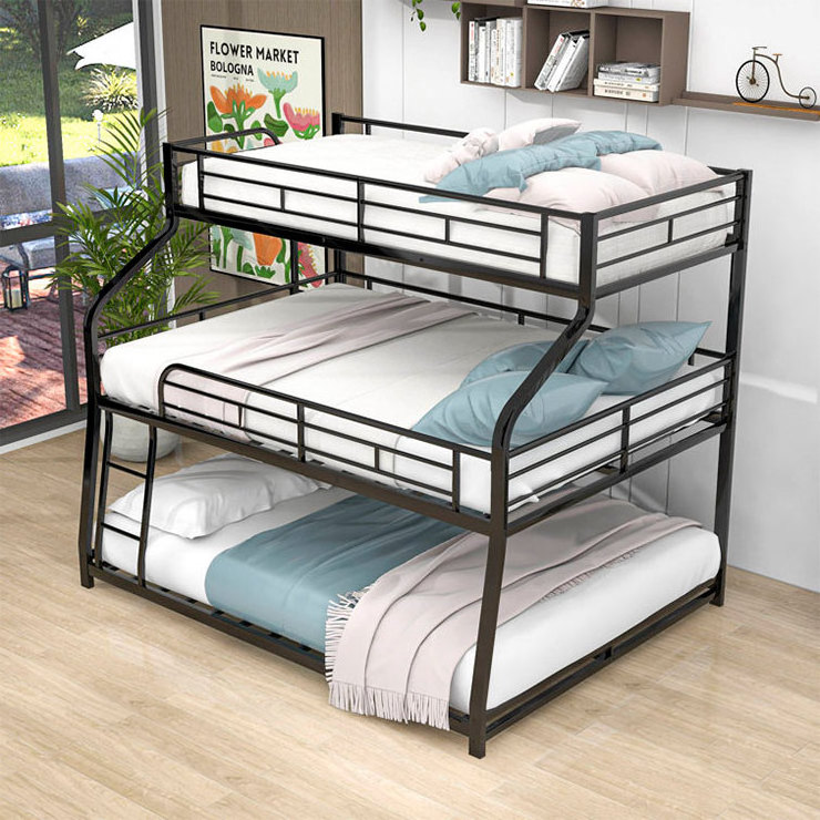 New Design Single Double Triple Queen King Size Good Quality Heavy Duty Steel Metal Loft Bed Adult  Bunk Bed