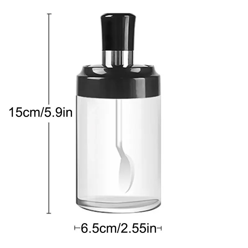 wholesale 250ml kitchen glass storage bottles for spice pepper honey oil with spoon brush dipper