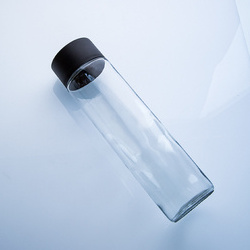 8oz 12oz 16oz 500ml Wide Mouth Slim VOSS Cylinder Sport Glass Drinking Water Bottle With Plastic Lids