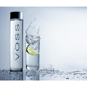 8oz 12oz 16oz 500ml Wide Mouth Slim VOSS Cylinder Sport Glass Drinking Water Bottle With Plastic Lids