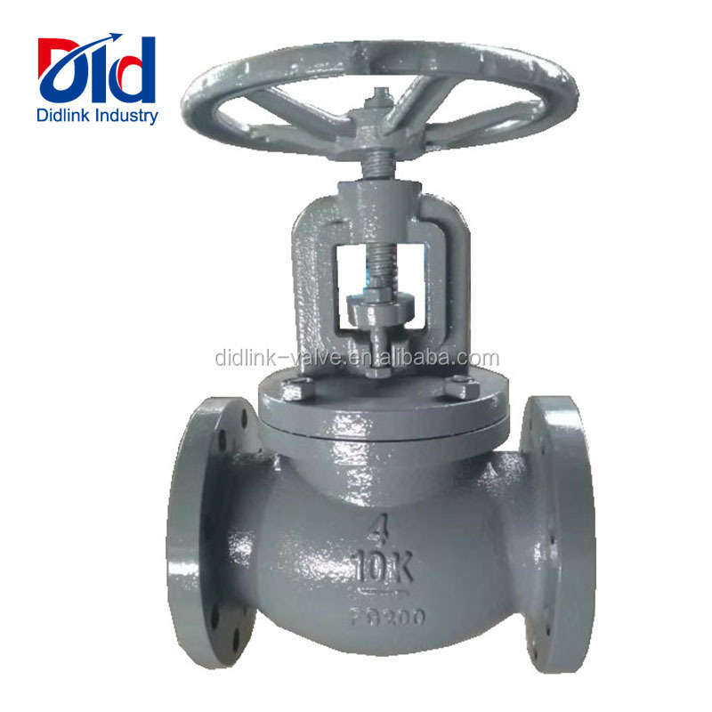 DN65-DN150 Dimension Cast Iron FC200 Angle Bellows Flanged Type Extension Stem Water Flow Check Control Globe Valve