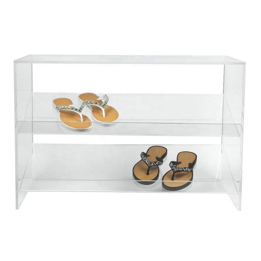 Custom Acrylic Shoe Bench Rack with 2 Shelves