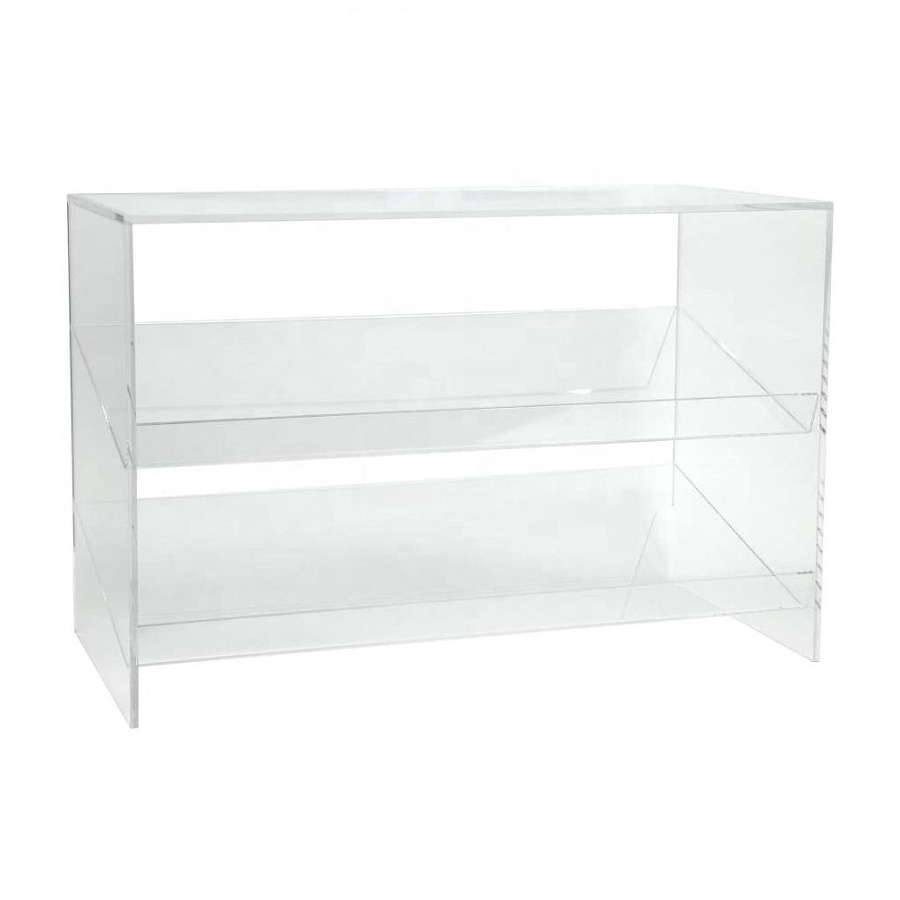 Custom Acrylic Shoe Bench Rack with 2 Shelves