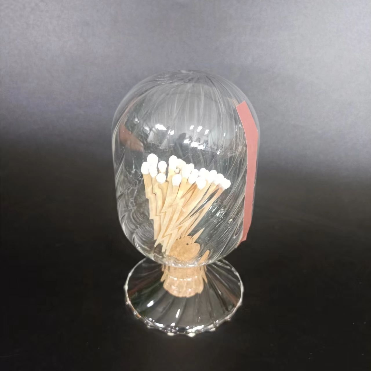 Judaica Matches Holder with Striker Glass