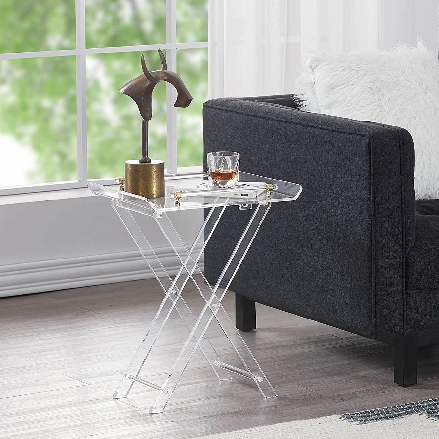 Clear Acrylic Folding Coffee Table with Handles