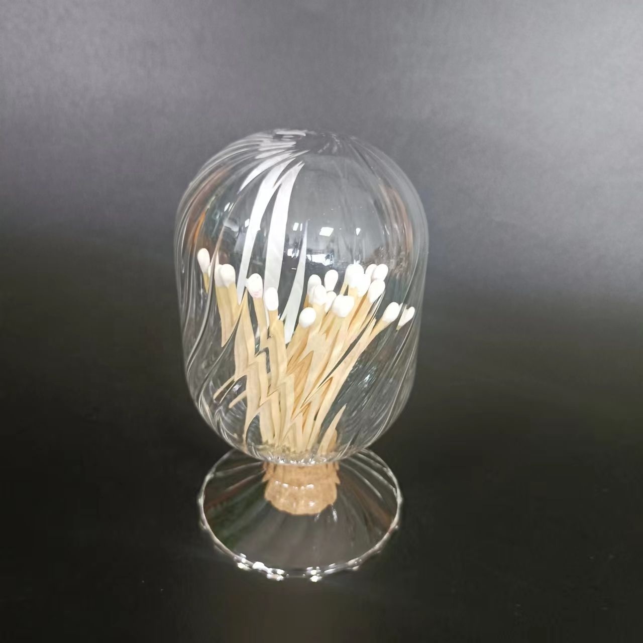 Judaica Matches Holder with Striker Glass