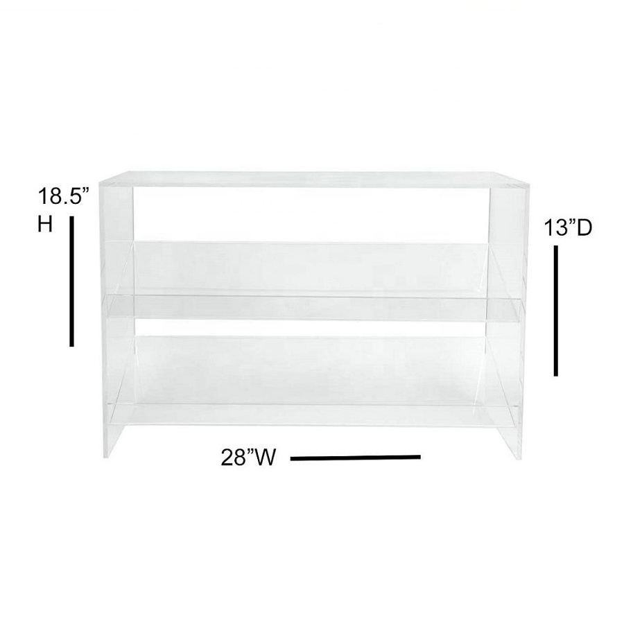 Custom Acrylic Shoe Bench Rack with 2 Shelves