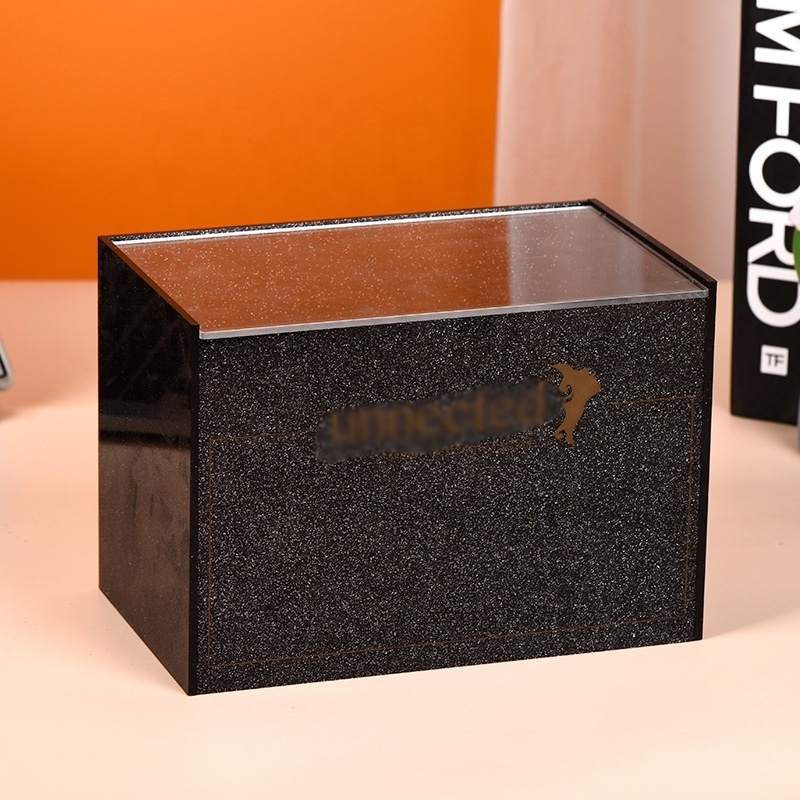 Glitter Black Acrylic Cosmetic Storage Box, Acrylic Cosmetic Box, Acrylic Cosmetics Display Box