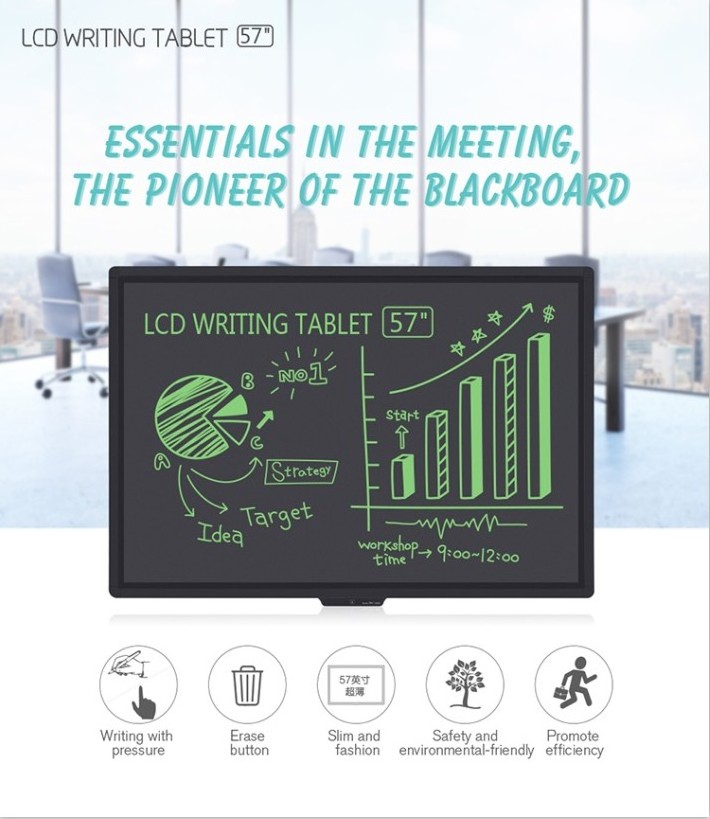 57  inch  Dustiess  and inkless electronic   Lcd writing  drawing   blackboard   With Lock Key  one  key clear