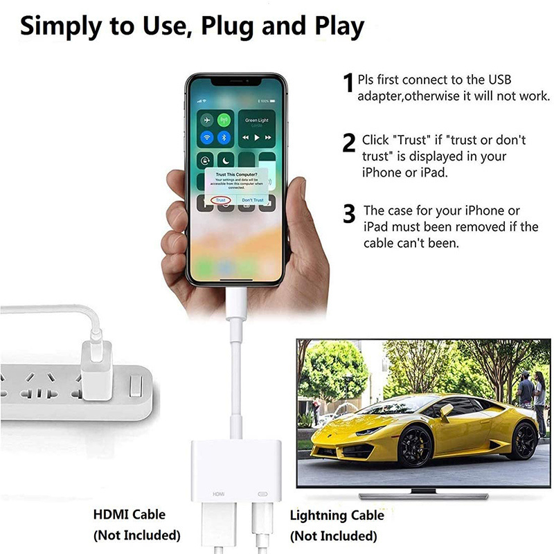 8 PIN 1080P Digital AV to HDTV Adapter with Charging Port HDMI Adapter for iPhone HDMI Converter