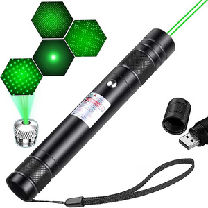 NEW Green Laser Pointer 2000 Meter Long Range High Power Flashlight Rechargeable Pointer for USB with Star head Adjustable Focus