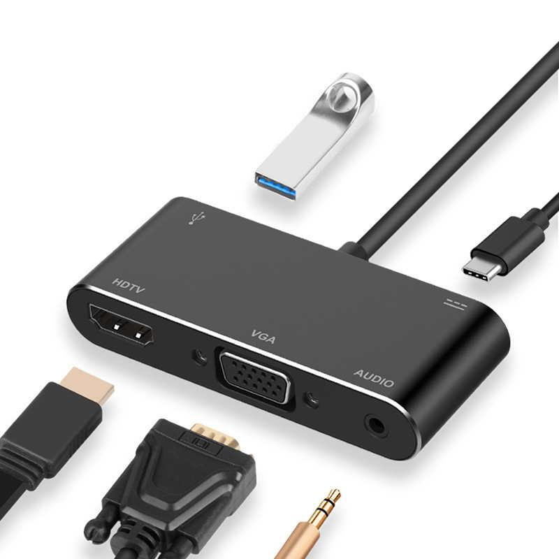 Type-c USB C to VGA AUDIO USB 3.0 HUB HDTV Adapter With PD Charger for Macbook HDMI-compatible