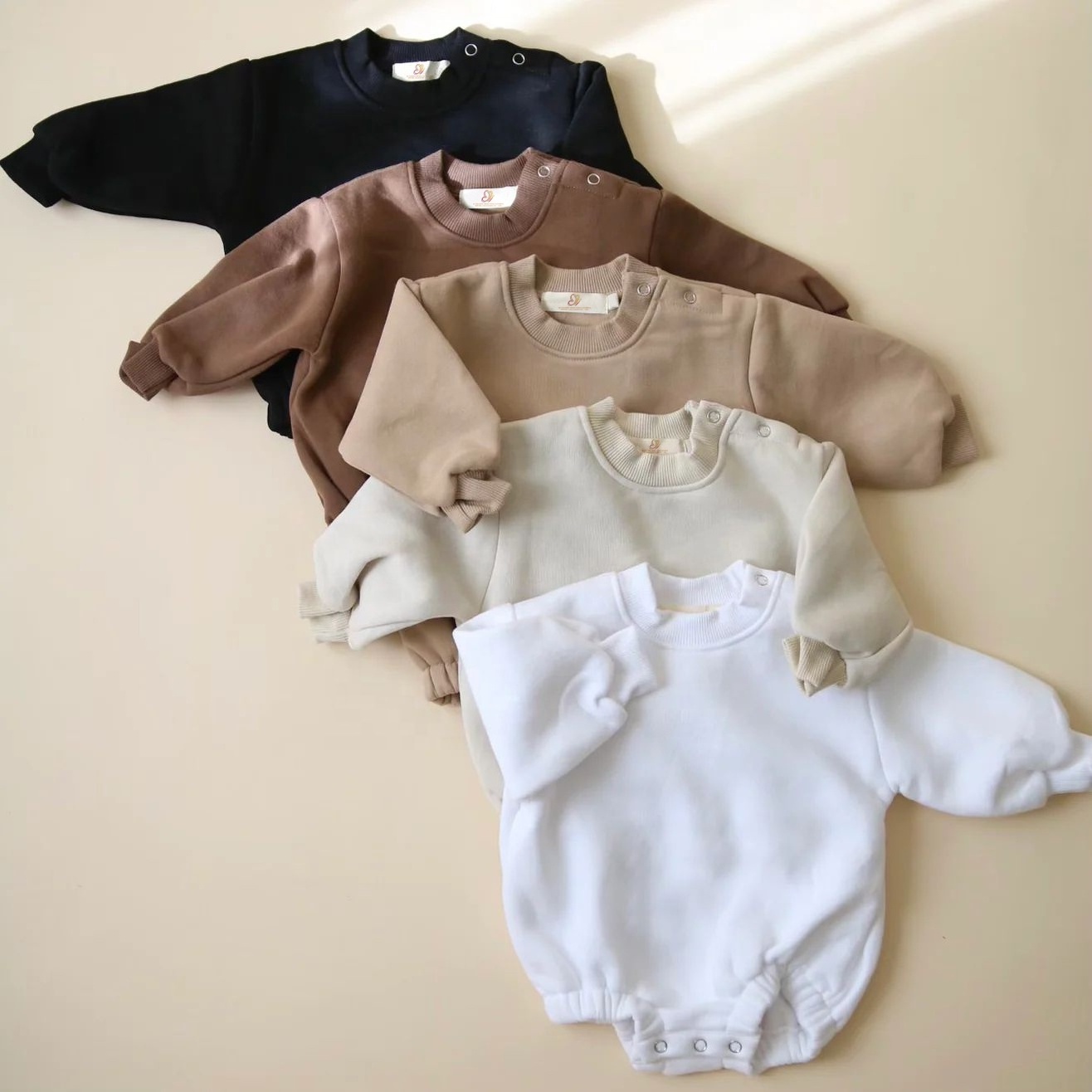 Wholesale Hot Sale baby hoodies sweatshirts Romper Bodysuit plain long Sleeve Sweatshirt Bubble Romper