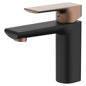 DIEN design brass brushed rose gold fingerprint proof & black basin mixer bathroom faucet