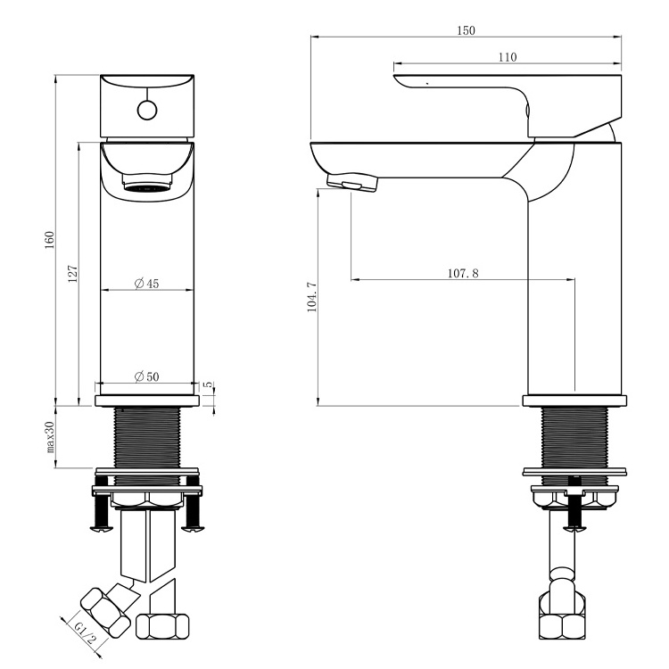 DIEN Watermark New Design Deck Mounted Single single handle brass Bathroom bath shower mixer taps faucet