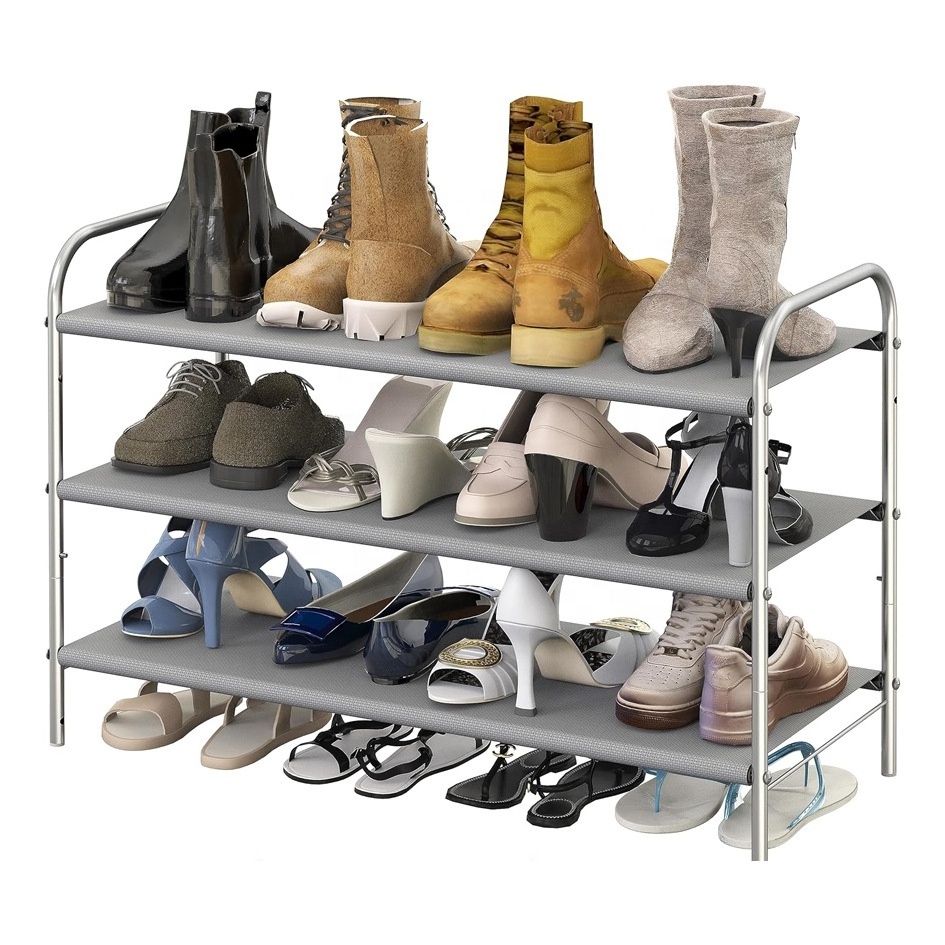 Wholesale living room simple three-layer oxford cloth stainless steel shoe rack