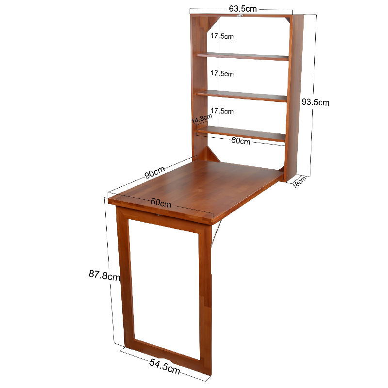 Wholesale living room furniture solid wood wall mounted computer desk foldable coffee table wall mount desk with storage shelves