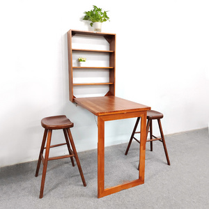 Wholesale living room furniture solid wood wall mounted computer desk foldable coffee table wall mount desk with storage shelves