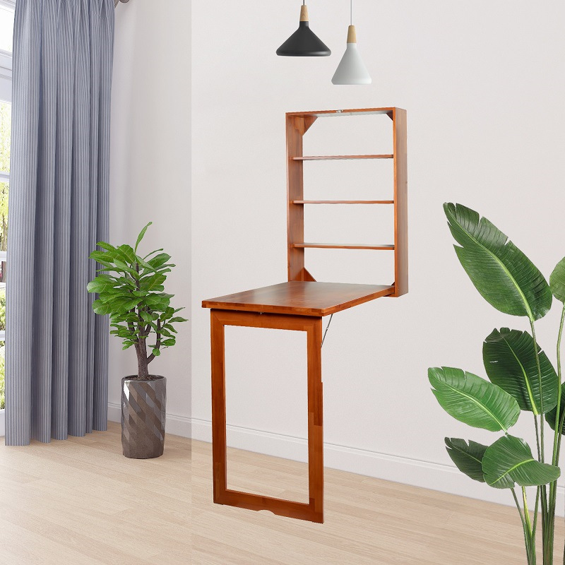 Wholesale living room furniture solid wood wall mounted computer desk foldable coffee table wall mount desk with storage shelves