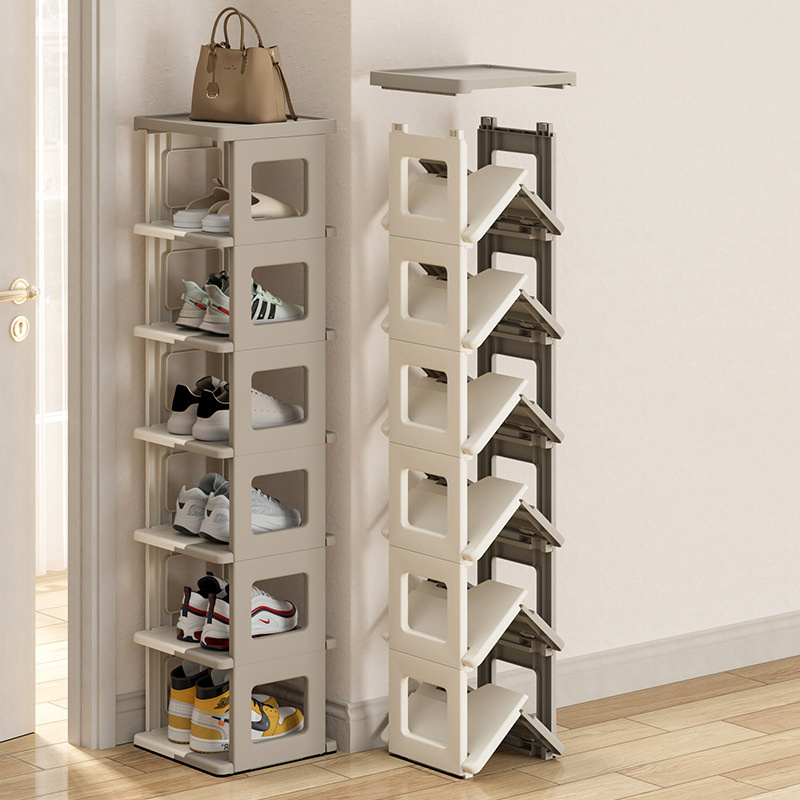 Wholesale living room furniture plastic 7 tiers folding shoe rack shoe shelves shoe rack cabinet with no installation