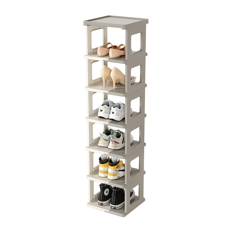 Wholesale living room furniture plastic 7 tiers folding shoe rack shoe shelves shoe rack cabinet with no installation