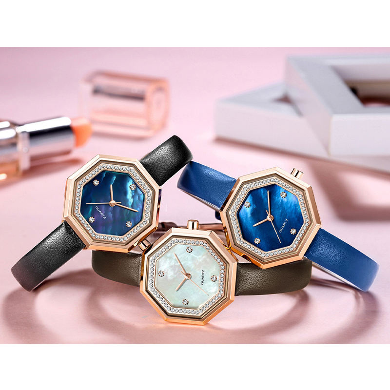 Diernuo Special Design Hexagon Watches with Diamond for Ladies