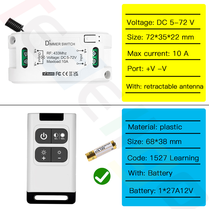 smart light switch RF Wireless Control push wall dimmer wifi RF dimmer module light switch dimmable