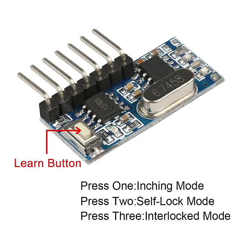 Wireless 433Mhz RF Module Receiver Built-in Learning Code 1527 Decoding 4 Channel Output