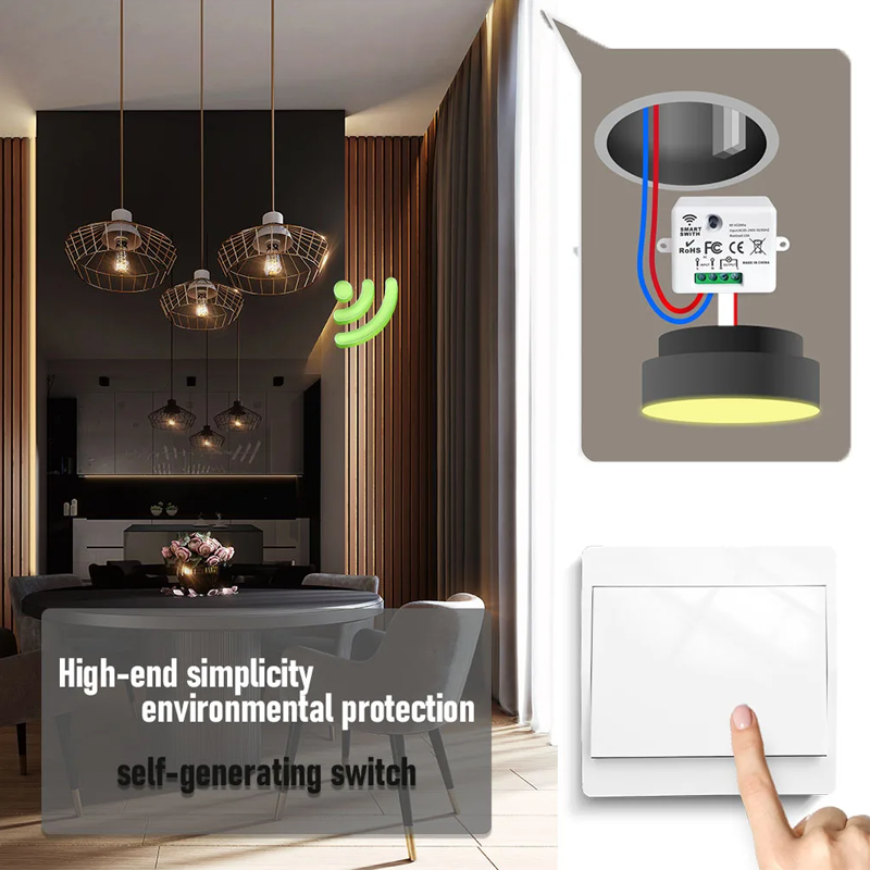 Wireless Self-Powered Light Switch 433mhz Rf Kinetic Switch No Battery Need AC 110V 220V 10A Relay Module for Home Appliance LED