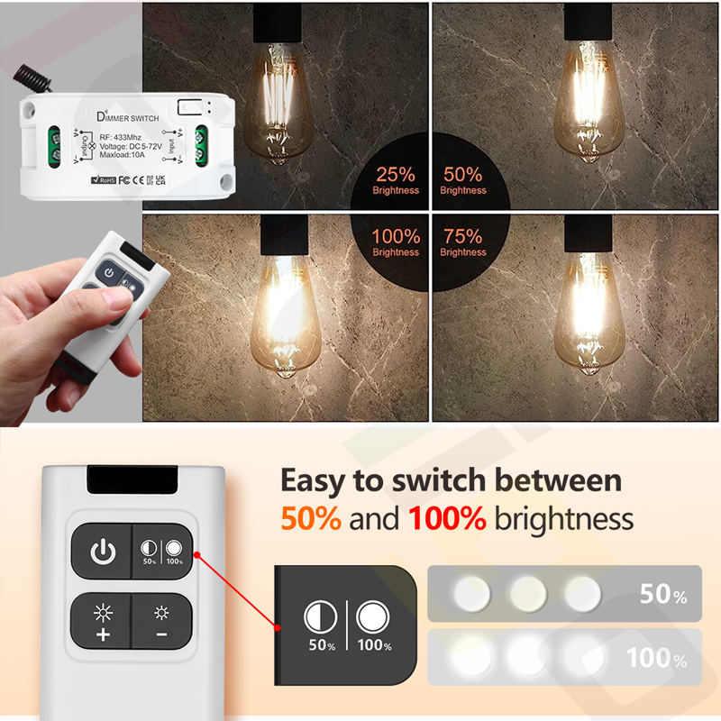 smart light switch RF Wireless Control push wall dimmer wifi RF dimmer module light switch dimmable