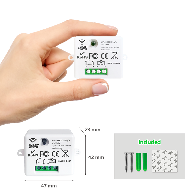 Switch Tuya  Mini RF 433Mhz WiFi Relay Module Controller Smart Life APP Light Wall Timer Google Home Alexa 110V 220V