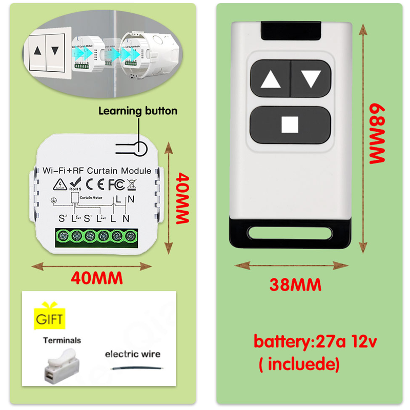 Universal Smart Home Tuya WIFi RF Remote Control Crutain Blinds Roller Shutter Garage Door Switch