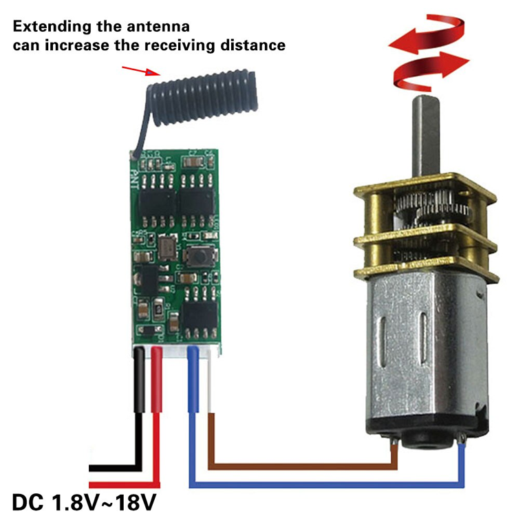 Micro Wireless Remote Control Switch DC 3.6v 6V 12V 24V Motor Forward Reverse Steering Module Transmitter