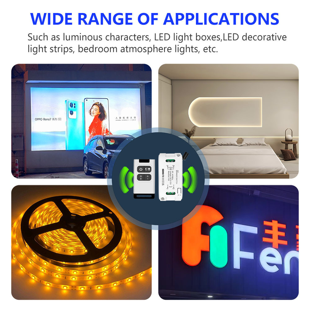 Wireless 433MHz DC 5V 12V 24V 48V LED Dimmer Switch Light Brightness Adjustable Remote Controller Dimmable Module Transmitter