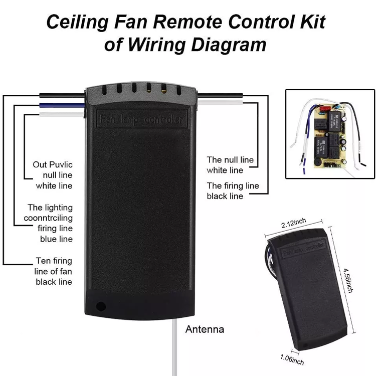 Wireless Ceiling Fan Remote Control Switch Factory Supply Ceiling Fan Remote Control Kit  For Fan And Light