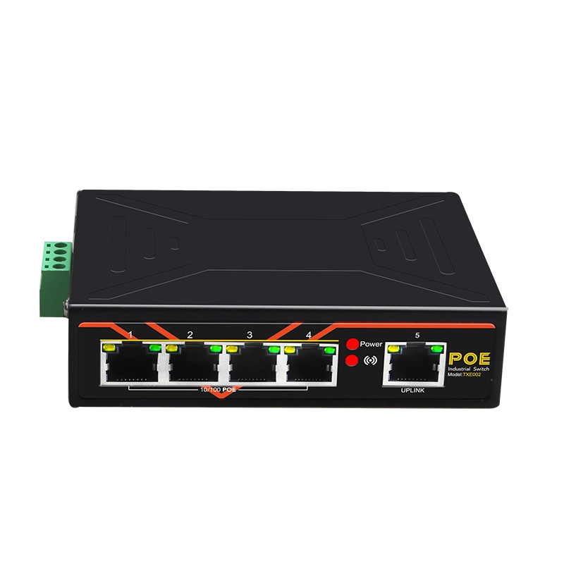 5 Port 100M POE Switch Industrial grad Din-rail extend to 200M unmanaged PoE outdoor switch