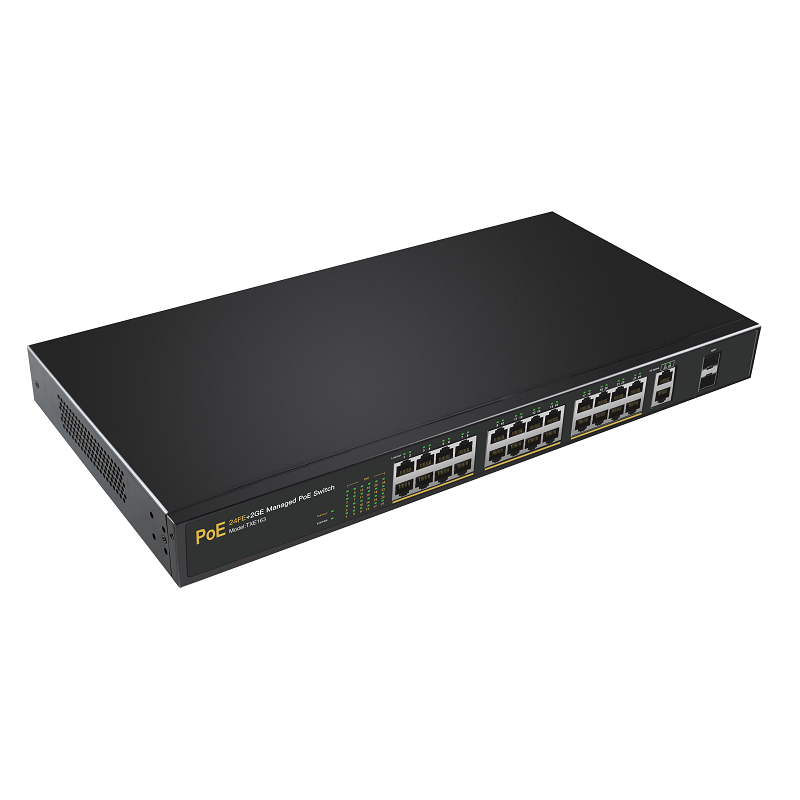 DIEWU 24 Port 100M+2port 1000m+2SFP management POE  security Switch for IP camera