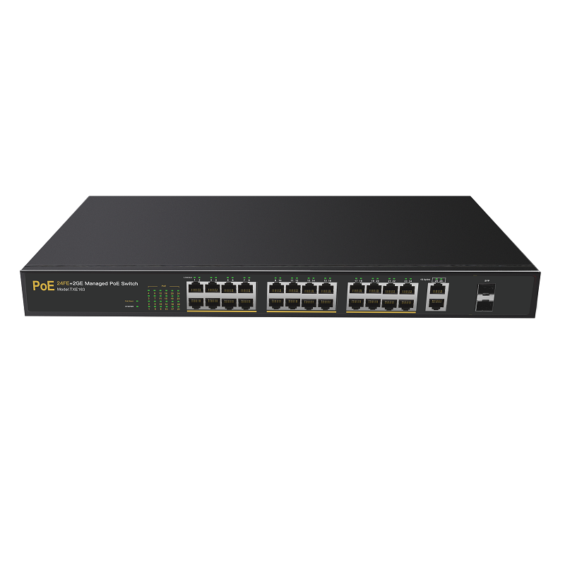 DIEWU 24 Port 100M+2port 1000m+2SFP management POE  security Switch for IP camera