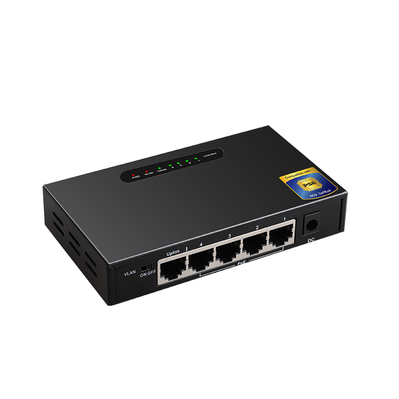 5Port 1000Mbps Unmanaged PoE Switch 4Port 1G PoE + 1Port Uplink Ethernet Switch