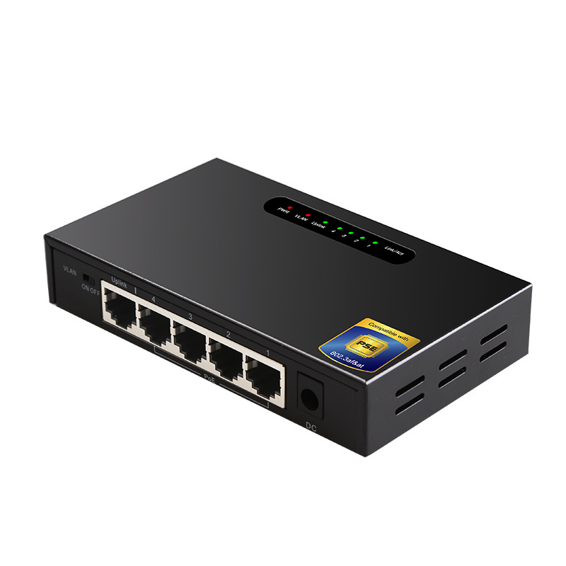 5Port 1000Mbps Unmanaged PoE Switch 4Port 1G PoE + 1Port Uplink Ethernet Switch