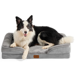 Large Orthopedic Dog Bed For Large Dogs Waterproof Dog Bed Foam Sofa With Removable Washable Cover Lining Non-Slip Sofa Pet Bed