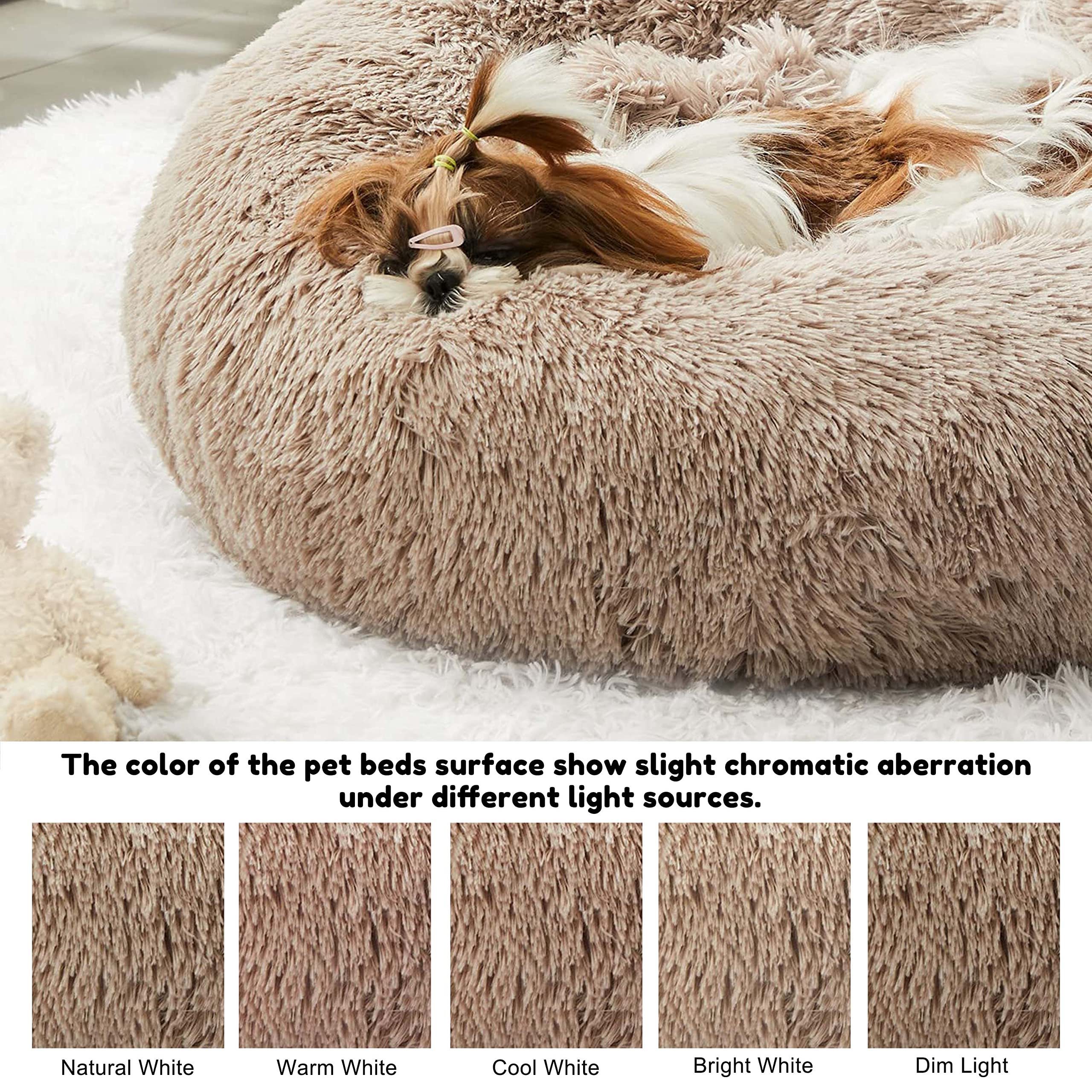 Faux Fur Dog Bed And Cat Bed Calming Dog Bed Small Medium Large Pets Anti Anxiety Donut Hug Round Warm Washable Cat Sofa