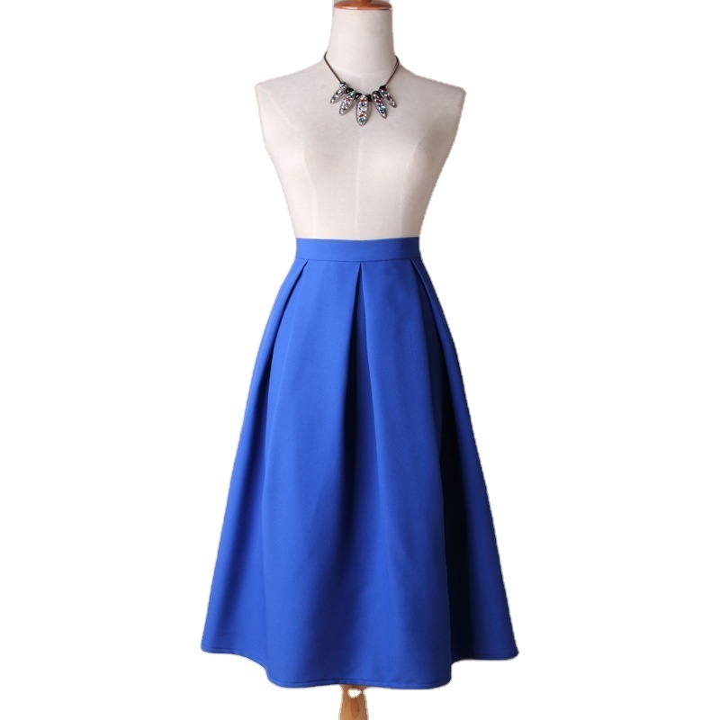 New Promotion Low Price Vintage style pleated umbrella Midi Skirt length skirt casual style