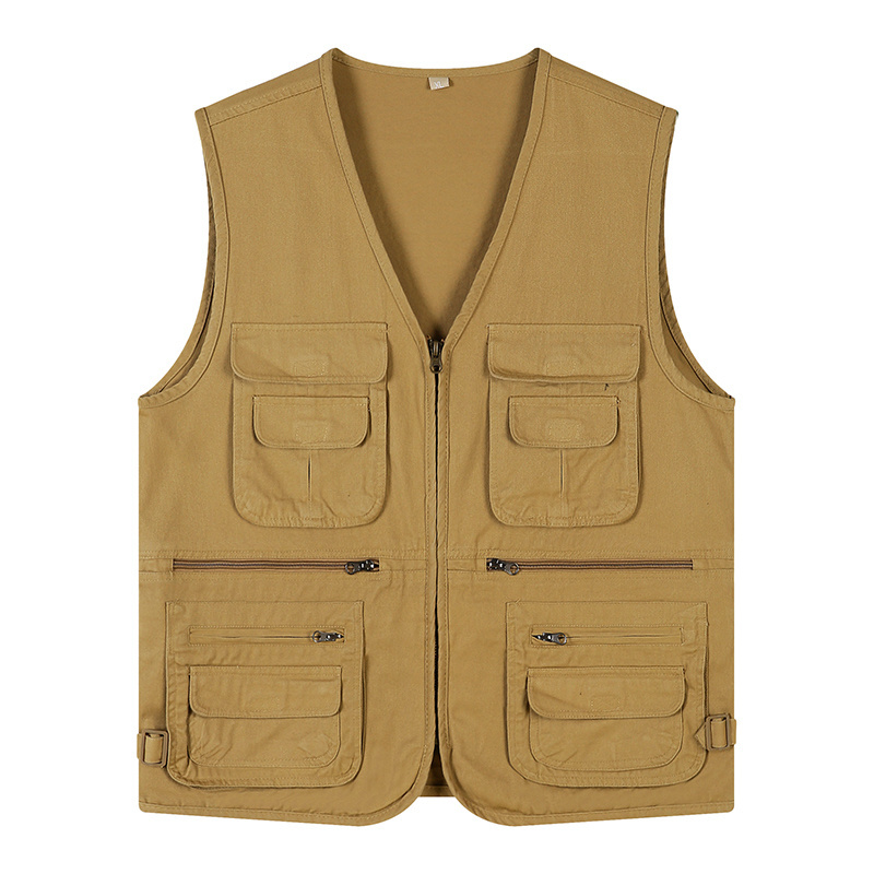 Custom Men's Cargo Hunting Fishing Safari Hiking Cotton Multi- Pockets Vest