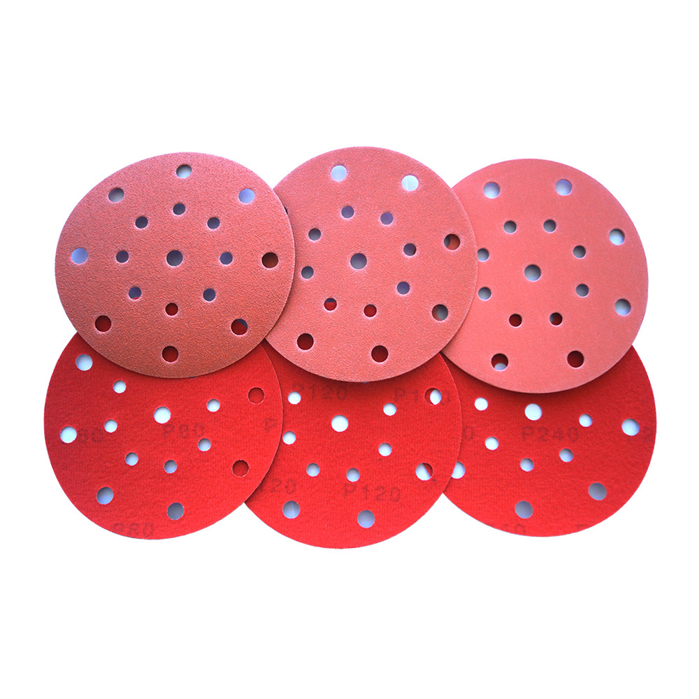 Holes durable circular porous sand cloth coated abrasive aluminium oxide sandpaper hook and loop sanding discs