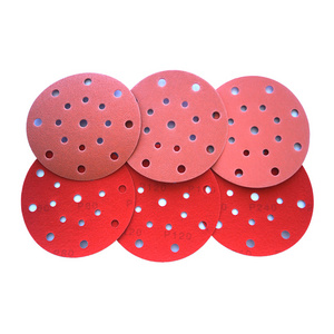 Holes durable circular porous sand cloth coated abrasive aluminium oxide sandpaper hook and loop sanding discs