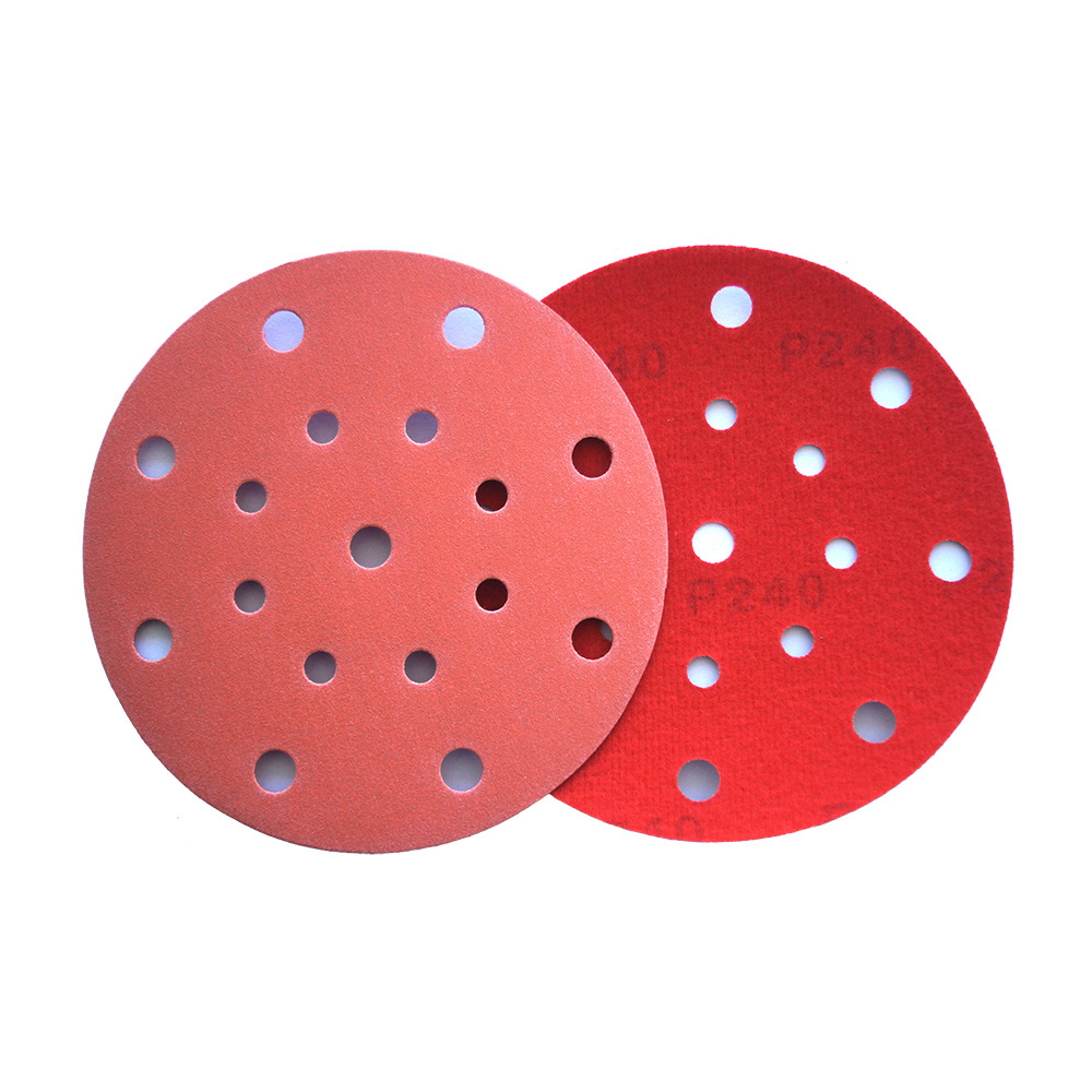 Holes durable circular porous sand cloth coated abrasive aluminium oxide sandpaper hook and loop sanding discs