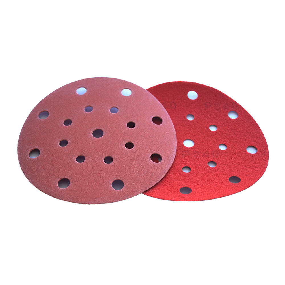 Holes durable circular porous sand cloth coated abrasive aluminium oxide sandpaper hook and loop sanding discs