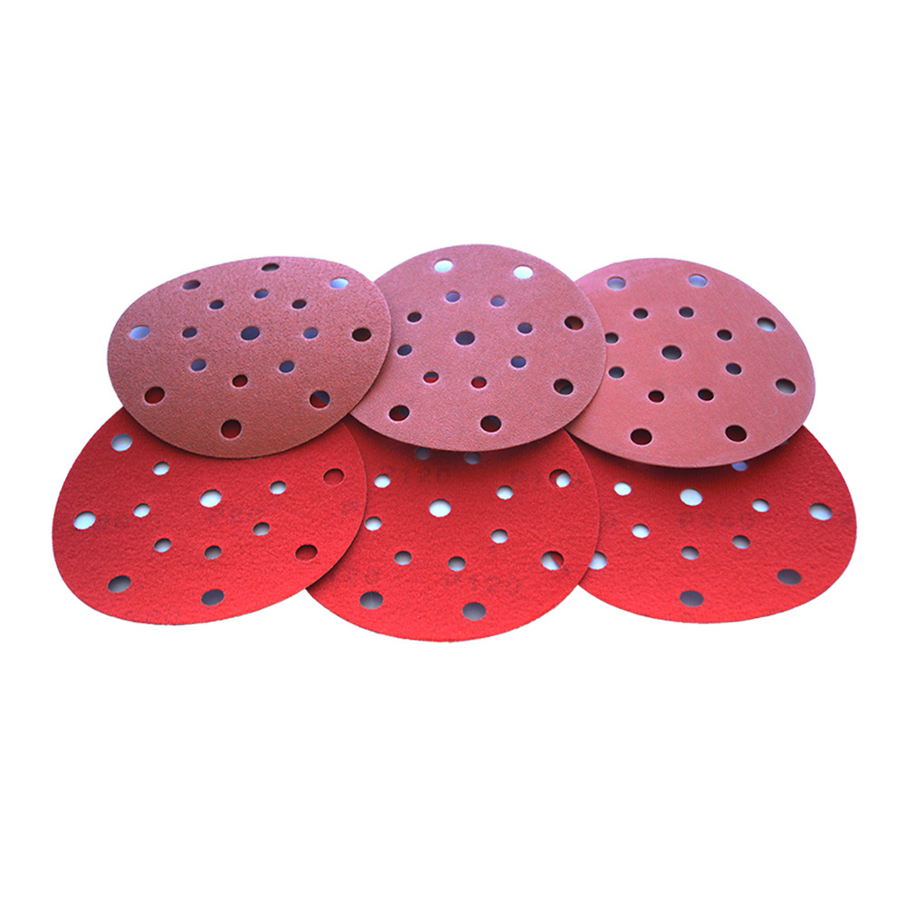 Holes durable circular porous sand cloth coated abrasive aluminium oxide sandpaper hook and loop sanding discs